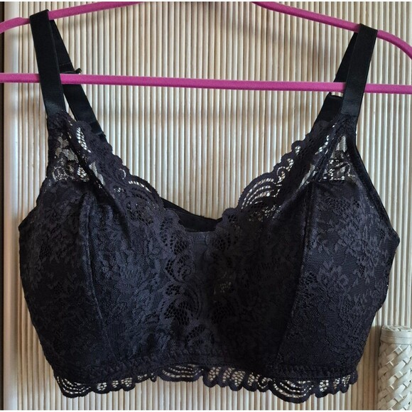 Bali Other - Bali Bra Size 2XL Black Lace Wirefree Comfort Lined No Slip Adjustable Straps